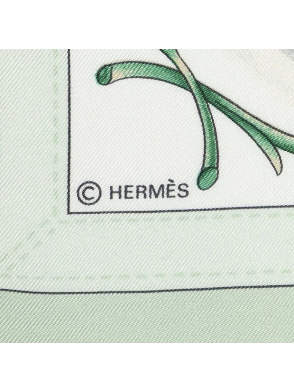Hermes Scarf Light Green Yellow White Silk